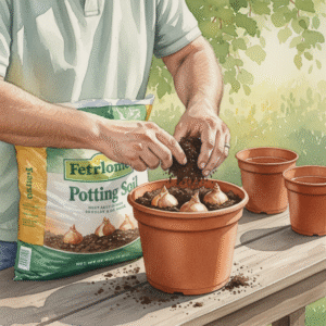 Keith Funk planting bulbs 