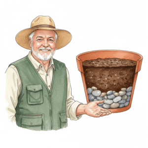 Keith Funk demonstrating perched water table, illustrating the container drainage myth.