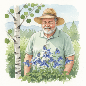 Keith Funk introducing local flora — symbolizing the Garden Wise Guy Plant Personality Profiles.